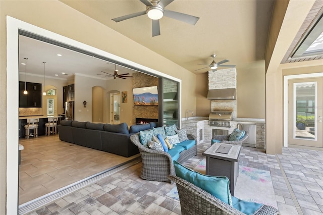 14715 Fishhawk Preserve Dr, Lithia, FL 33547 - view of patio / terrace with a ceiling fan, an outdoor living space, and a sink