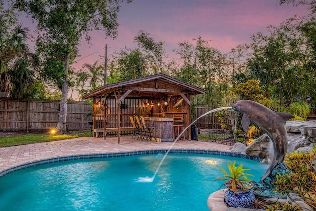 4301 S Lockwood Ridge Rd, Sarasota, FL 34231 - view of pool with a fenced backyard, a gazebo, and a patio area