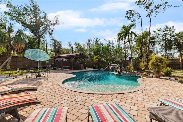 4301 S Lockwood Ridge Rd, Sarasota, FL 34231 - view of pool with a gazebo, a patio area, and a fenced backyard