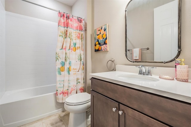 4620 Ballast Crest Cv, Land O Lakes, FL 34638 - bathroom featuring vanity, shower / tub combo with curtain, and tile patterned flooring