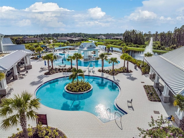 4620 Ballast Crest Cv, Land O Lakes, FL 34638 - community pool featuring a patio and a water view