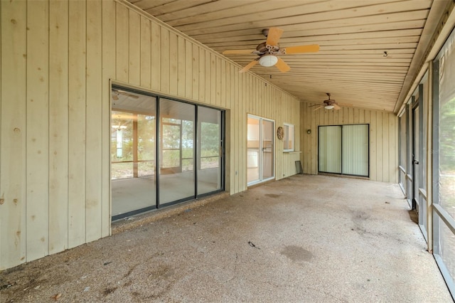 1228 Rainbrook Cir, Valrico, FL 33596 - unfurnished sunroom featuring ceiling fan, healthy amount of natural light, and lofted ceiling