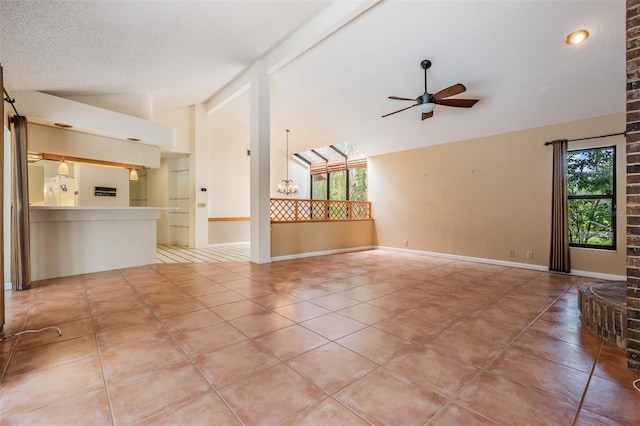 707 Warren Rd, Lutz, FL 33548 - unfurnished living room featuring ceiling fan, light tile patterned floors, and baseboards