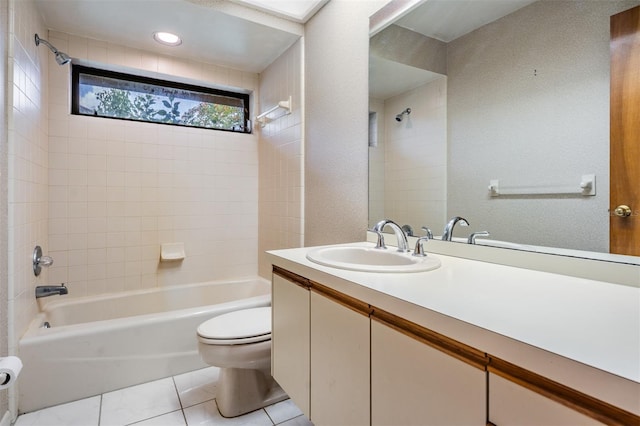 707 Warren Rd, Lutz, FL 33548 - bathroom featuring toilet, vanity, shower / bath combination, and tile patterned flooring