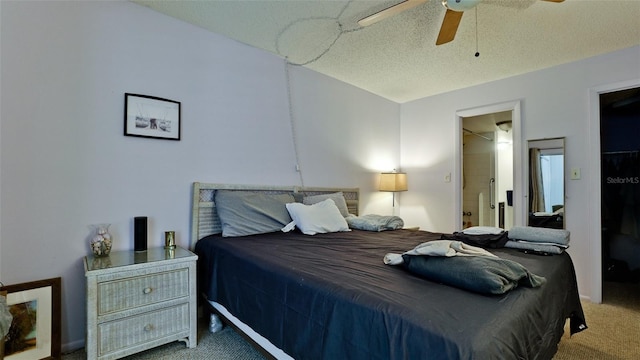 3534 Lake Bayshore Dr Unit 118, Bradenton, FL 34205 - bedroom with carpet, a textured ceiling, and ceiling fan