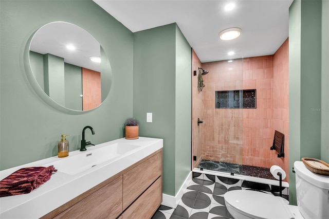 504 7th Ave SW, Largo, FL 33770 - full bathroom featuring toilet, a shower stall, vanity, recessed lighting, and baseboards