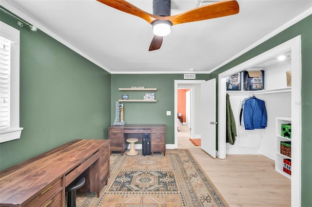 504 7th Ave SW, Largo, FL 33770 - office space with ceiling fan, crown molding, and wood finished floors