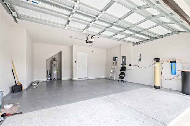 6563 Ryestone Way, Wesley Chapel, FL 33545 - garage featuring electric water heater, a garage door opener, and electric panel
