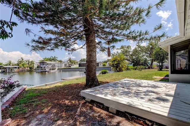 10744 Drummond Rd, Tampa, FL 33615 - view of green lawn with a deck with water view