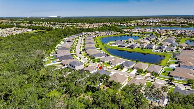 12957 Satin Lily Dr, Riverview, FL 33579 - aerial perspective of suburban area featuring a large body of water