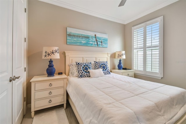751 Cajeput Loop, Tarpon Springs, FL 34689 - bedroom with crown molding, multiple windows, and a ceiling fan