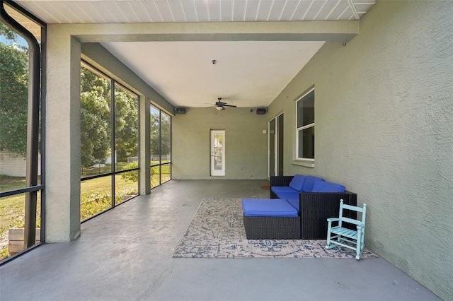 707 9th Ave SW, Ruskin, FL 33570 - sunroom / solarium with a ceiling fan and beam ceiling