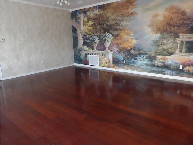 31 Freshwater Dr, Palm Harbor, FL 34684 - empty room featuring hardwood / wood-style flooring, a fireplace, baseboards, and ceiling fan