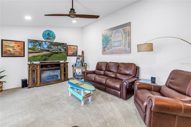 9611 107th Ave N, Largo, FL 33773 - carpeted living room featuring ceiling fan and recessed lighting