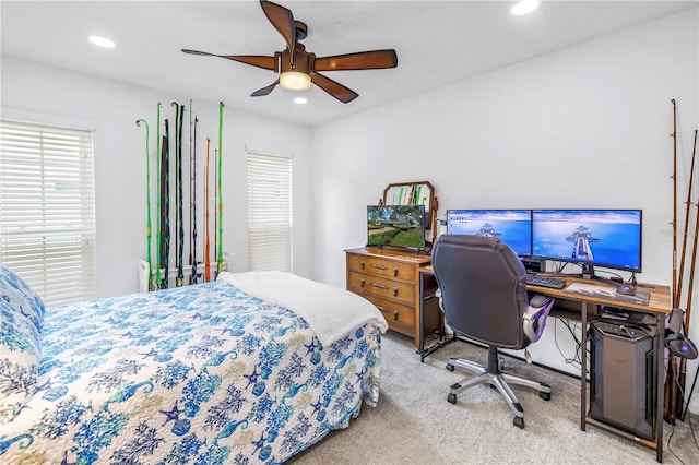 9611 107th Ave N, Largo, FL 33773 - carpeted bedroom featuring recessed lighting, ceiling fan, and a desk