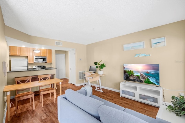 11901 4th St N Unit 5111, Saint Petersburg, FL 33716 - living area featuring light wood-style flooring, a textured ceiling, and baseboards