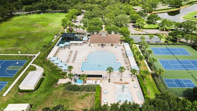 19635 Bellehurst Loop, Land O Lakes, FL 34638 - bird's eye view of a pool area and a nearby body of water