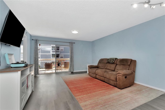 6817 Stones Throw Cir N Unit 17203, Saint Petersburg, FL 33710 - living area with wood finished floors, a textured ceiling, and baseboards