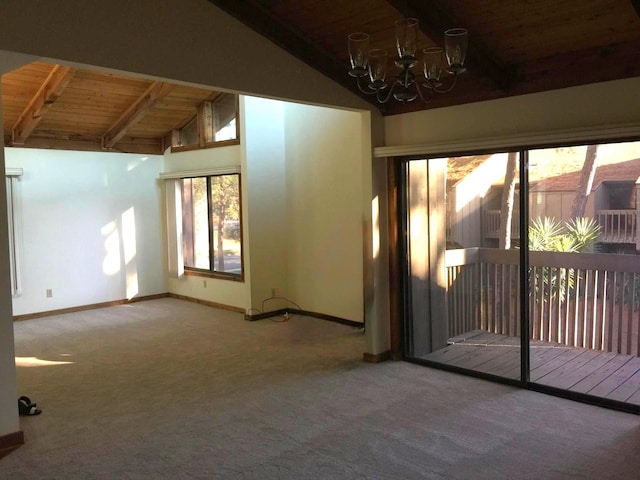 5310 Pebble Beach Dr Unit F, Orlando, FL 32811 - carpeted empty room with a chandelier, baseboards, and wooden ceiling