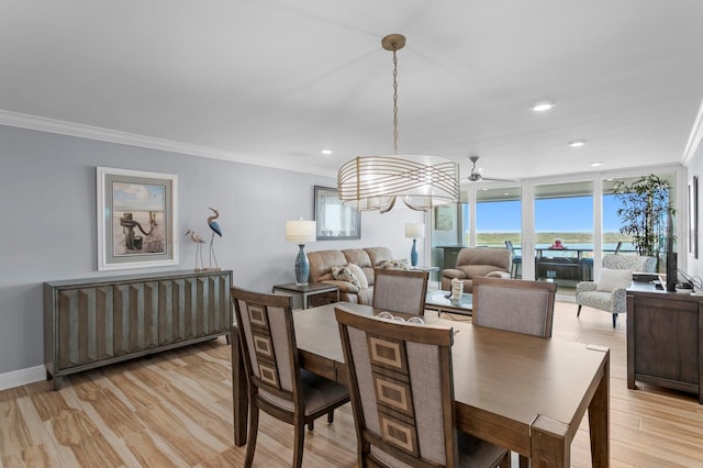 17920 Gulf Blvd Unit 1901, Redington Shores, FL 33708 - dining room featuring crown molding, light wood-type flooring, recessed lighting, and a chandelier