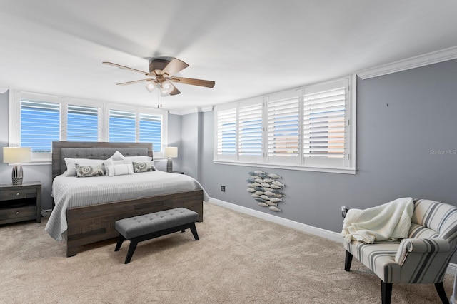 17920 Gulf Blvd Unit 1901, Redington Shores, FL 33708 - carpeted bedroom featuring ornamental molding, baseboards, and ceiling fan