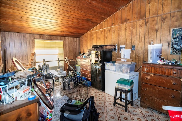 10818 Land O Lakes Blvd, Land O Lakes, FL 34638 - misc room featuring wood walls, wooden ceiling, lofted ceiling, and tile patterned floors