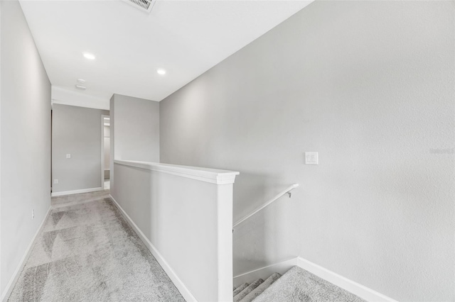 11726 Sunburst Marble Rd, Riverview, FL 33579 - hallway with an upstairs landing, baseboards, carpet, and recessed lighting
