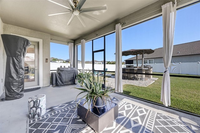 11726 Sunburst Marble Rd, Riverview, FL 33579 - sunroom with concrete floors and a water view