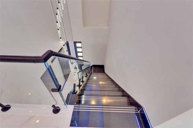 6530 Simone Shores Cir, Apollo Beach, FL 33572 - staircase featuring a high ceiling