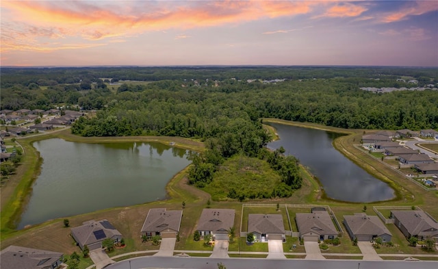12170 Gothic Rd, Spring Hill, FL 34610 - aerial view at dusk of a water view, a view of trees, and a residential view