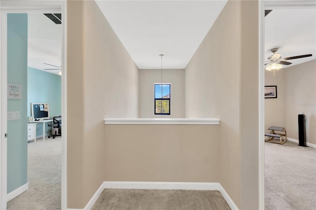 11612 Sunburst Marble Rd, Riverview, FL 33579 - hall featuring carpet, an office area, and baseboards