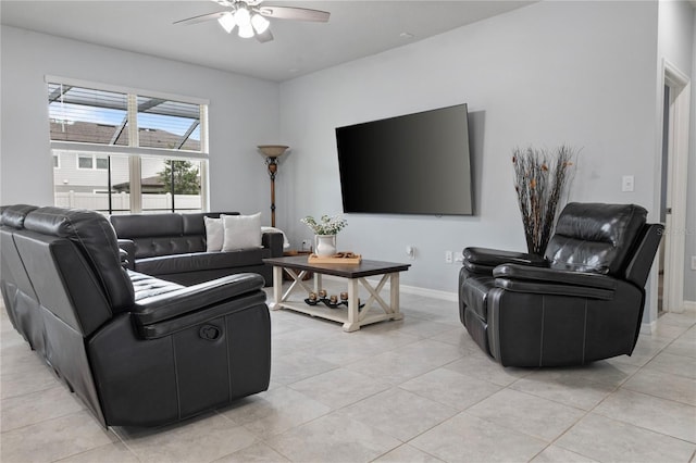 12653 Palapa Loop, Spring Hill, FL 34610 - living area featuring a ceiling fan and light tile patterned floors