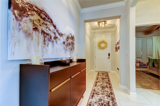 2456 Arbor Wind Dr, Lutz, FL 33558 - entrance foyer featuring ornamental molding, light tile patterned floors, and baseboards