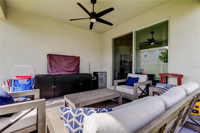 2456 Arbor Wind Dr, Lutz, FL 33558 - view of patio with an outdoor living space and ceiling fan