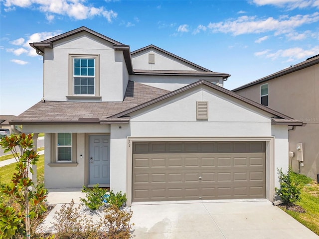 71 Rose Bud Ln, Spring Hill, FL 34609 - traditional-style house with stucco siding, concrete driveway, and a garage