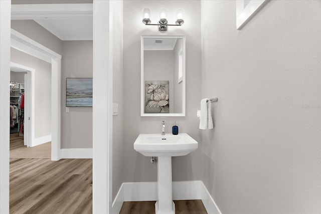 110 Carlyle Dr, Palm Harbor, FL 34683 - bathroom with wood finished floors and a walk in closet