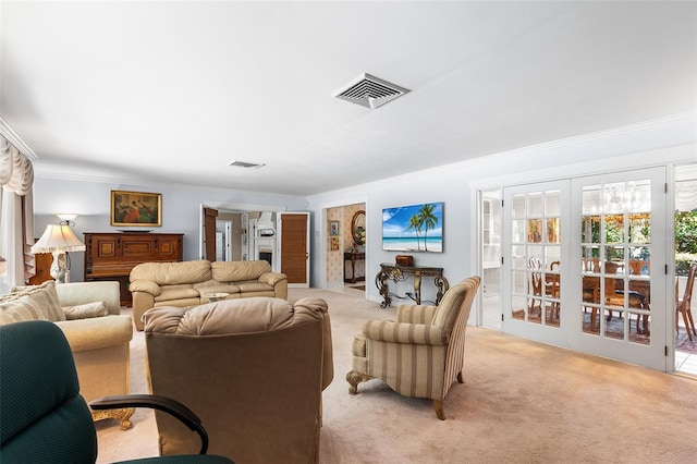 2110 Reaney Rd, Lakeland, FL 33803 - living room featuring crown molding and light colored carpet