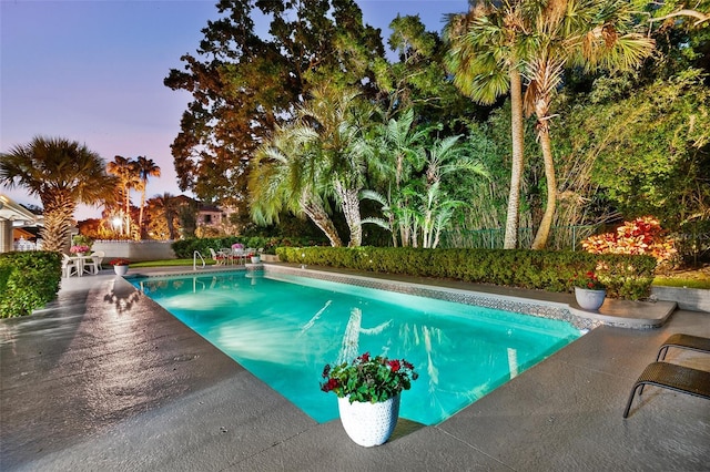 2110 Reaney Rd, Lakeland, FL 33803 - pool at dusk featuring a patio area