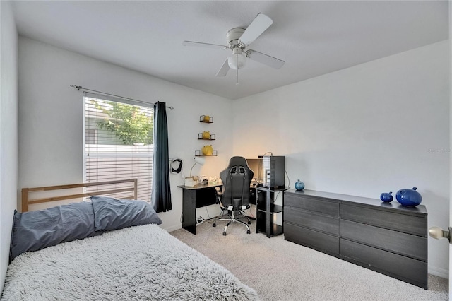 11728 Crest Creek Dr, Riverview, FL 33569 - bedroom with carpet flooring, an office area, and a ceiling fan