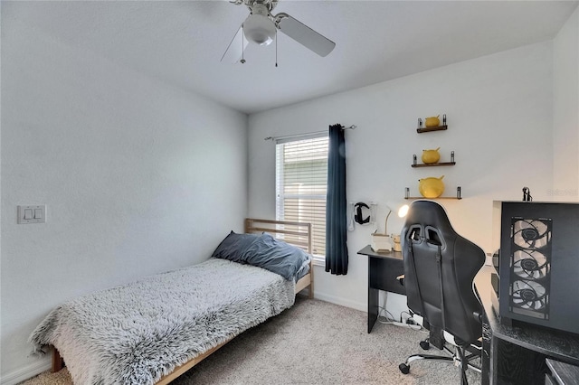 11728 Crest Creek Dr, Riverview, FL 33569 - carpeted bedroom with an office area, baseboards, and ceiling fan