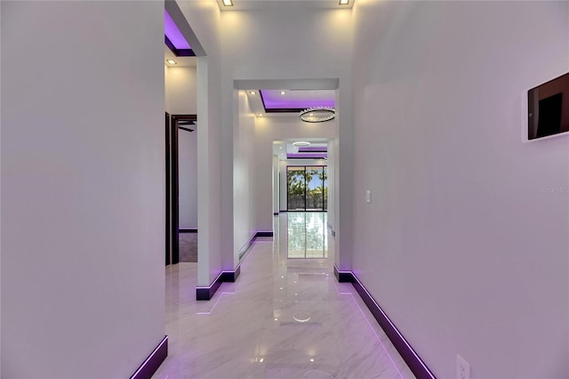 6532 Simone Shores Cir, Apollo Beach, FL 33572 - hall with baseboards and light marble finish floors