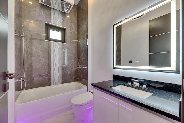 6532 Simone Shores Cir, Apollo Beach, FL 33572 - full bathroom with toilet, vanity, and shower / bath combination