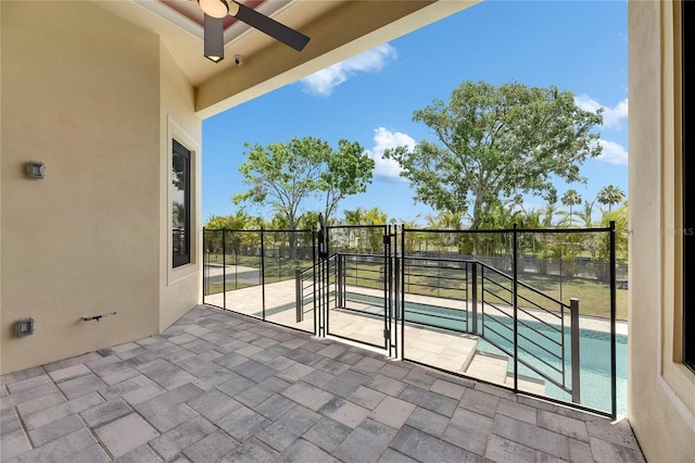 6532 Simone Shores Cir, Apollo Beach, FL 33572 - view of patio featuring a ceiling fan and a balcony