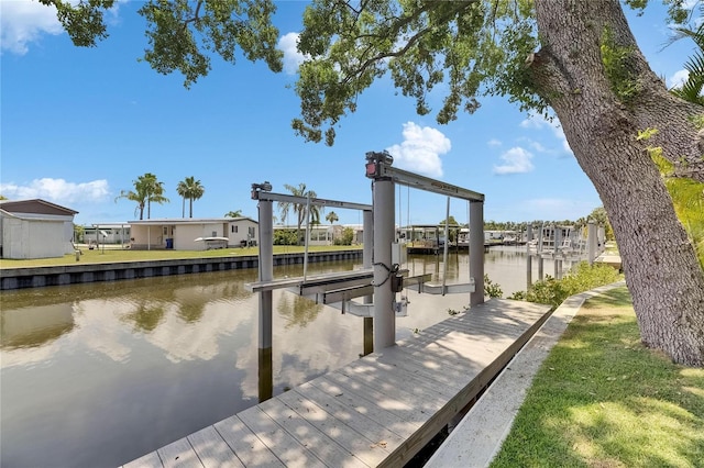 6532 Simone Shores Cir, Apollo Beach, FL 33572 - dock area featuring a water view and boat lift