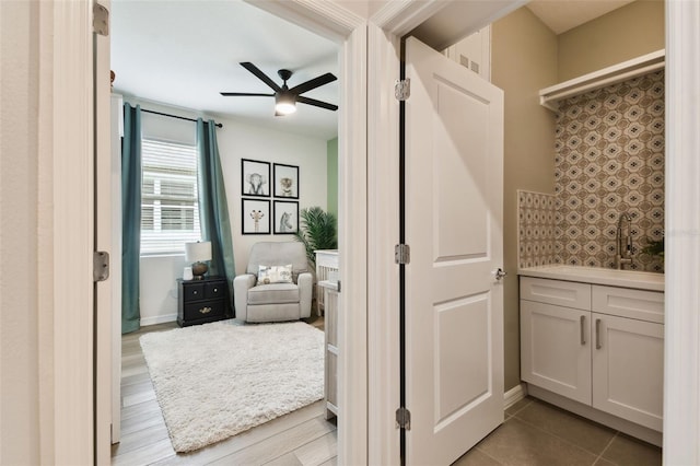 32825 Sand Creek Dr, Wesley Chapel, FL 33543 - interior space with a ceiling fan and a sink