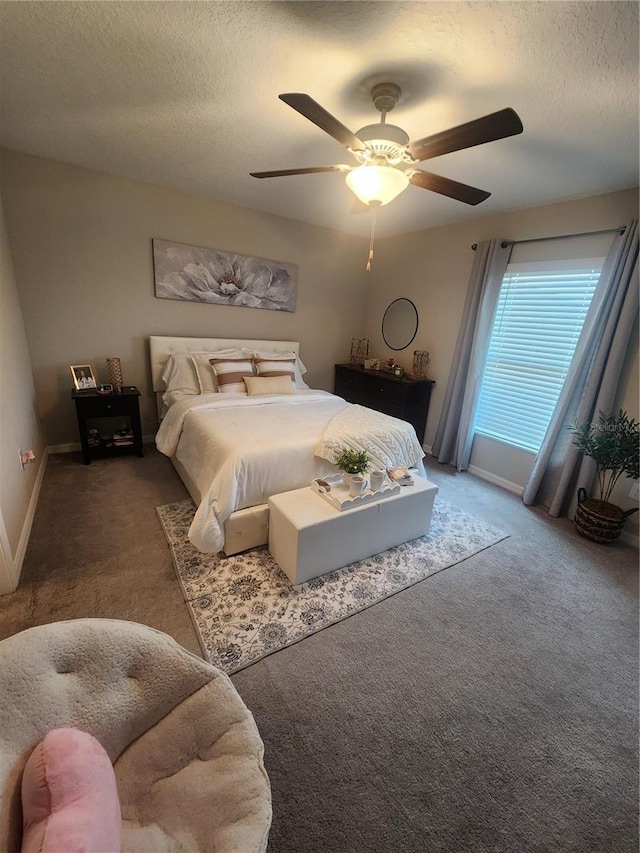 16725 Delia St, Wimauma, FL 33598 - bedroom featuring carpet flooring, a textured ceiling, and a ceiling fan