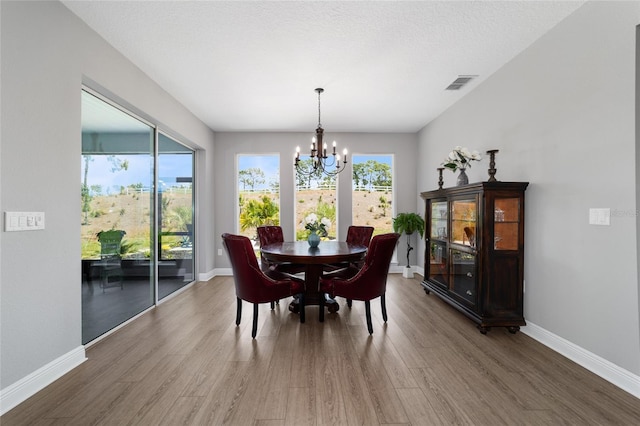 10298 SW 96th Loop, Ocala, FL 34481 - dining space featuring a chandelier, wood finished floors, baseboards, and plenty of natural light