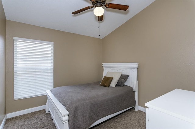 5619 Essex Ct, Palm Harbor, FL 34685 - bedroom featuring light carpet, baseboards, ceiling fan, and lofted ceiling