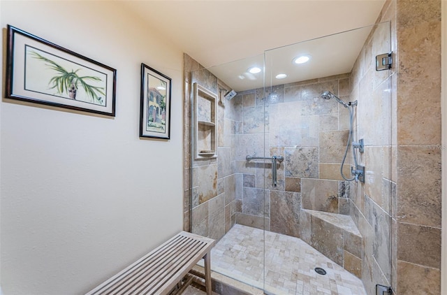 240 Sand Key Estates Dr Unit 222, Clearwater, FL 33767 - bathroom with a shower stall and recessed lighting