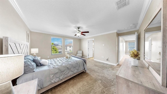 13903 Sage Thrasher Ln, Riverview, FL 33579 - bedroom with crown molding, light colored carpet, and ceiling fan